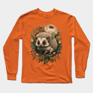 Cute floral hedgehog gift ideas, hedgehog kids tees ,hedgehog stickers gifts Long Sleeve T-Shirt